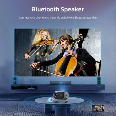 BT 5.0 Bluetooth Μίνι φορητό προβολέα με προσαρμογή πολλαπλών γωνιών Κλειδί διόρθωσης και LED φωτεινή πηγή οθόνης τσιπ