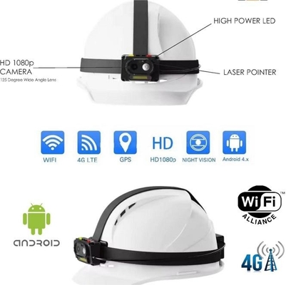 4G Wifi ΑΙ Καμερα Κρουσματος Ασφαλειας 1080P 30fps / 720 30fps Gps Live Streaming Hardhat