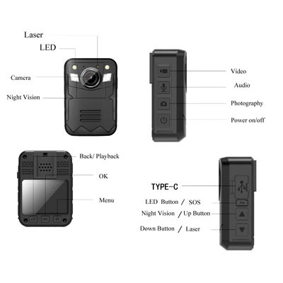 2 ιντσών GPS προσωπική μίνι φορούμενη κάμερα σώματος με καταγραφή φακού διπλής κάμερας